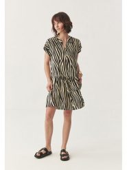 TATUUM Sukienka w kolorze czarno-kremowym rozmiar: 42. Brązowe sukienki Tatuum, bez wzorów, bez kołnierzyka, bez ramiączek, mini. Za 147.95 zł.