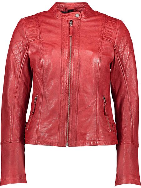 7eleven Skórzana kurtka "Elly" w kolorze czerwonym rozmiar: 44. Czerwone kurtki 7eleven, bez wzorów, z materiału, bez kaptura. Za 415.31 zł.