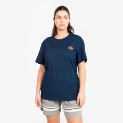 Koszulka koszykówki unisex Tarmak NBA Knicks TS 900. Niebieskie bluzki TARMAK, l, bez wzorów, z bawełny, sportowe, bez kołnierzyka, bez ramiączek. Za 79.99 zł.