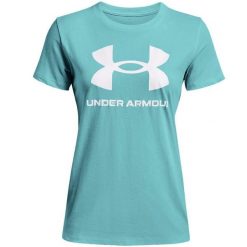 Koszulka fitness damska Under Armour Live Sportstyle Graphic Ssc. Niebieskie bluzki Under Armour, xs, bez wzorów, sportowe, bez kołnierzyka, bez ramiączek. Za 69.99 zł.
