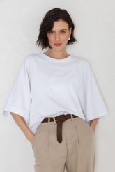 T-SHIRT LUNA BIAŁY XS - Flawless. Białe t-shirty Flawless, uniwersalny, bez wzorów, z bawełny, bez kołnierzyka, bez ramiączek. Za 259.00 zł.