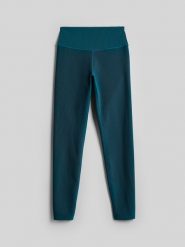 4F Legginsy do jogi szybkoschnące damskie - turkusowe M. Niebieskie legginsy 4f, l, bez wzorów, z materiału, z podwyższonym stanem. Za 129.99 zł.