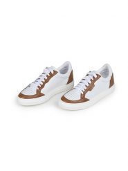 Anna Morellini Skórzane sneakersy "Feeria" w kolorze biało-jasnobrązowym rozmiar: 39. Białe trampki Anna Morellini, bez wzorów, bez zapięcia. Za 299.37 zł.