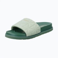 Klapki damskie GANT Mardale. Zielone klapki GANT, z aplikacjami, z materiału, bez obcasa. Za 179.99 zł.