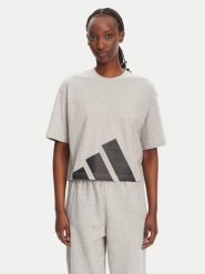 Adidas T-Shirt Essentials Big Logo Boyfriend JG8738 Szary Loose Fit. Szare t-shirty Adidas, l, bez wzorów, z bawełny, bez kołnierzyka, bez ramiączek. Za 89.99 zł.