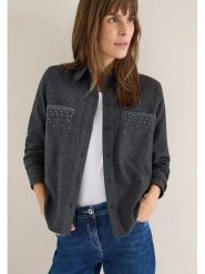 Cecil Bluzka w kolorze szarym rozmiar: M. Szare bluzki Cecil, m, bez wzorów, z bawełny, bez kołnierzyka, bez ramiączek. Za 157.35 zł.