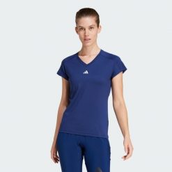 Koszulka AEROREADY Train Essentials Minimal Branding V-Neck. Białe bluzki Adidas, s, bez wzorów, z materiału, sportowe, bez kołnierzyka, bez ramiączek. Za 119.00 zł.