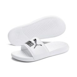Klapki Popcat 20 PUMA White Black. Białe klapki Puma, bez wzorów, z materiału, bez obcasa. Za 190.00 zł.