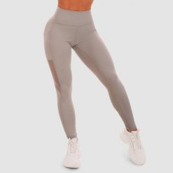 Legginsy damskie fitness z panelami szare Mesh Panel. Szare legginsy GYMBEAM, s, bez wzorów, z elastanu. Za 112.90 zł.