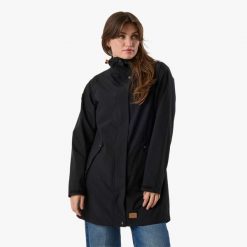 Płaszcz wiatroszczelny damski Swedemount Sarek Coat 2.0. Czarne płaszcze SWEDEMOUNT, xl, bez wzorów, z materiału, z kapturem. Za 359.99 zł.