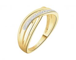 Pierścionek z żółtego złota z diamentami - 0,07 ct - próba 585. Żółte pierścionki Apart, z diamentem, złote. Za 3,459.00 zł.