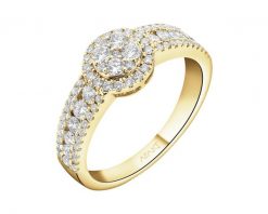 Pierścionek z żółtego złota z brylantami - 0,70 ct - próba 585. Żółte pierścionki Apart, z brylantem, złote. Za 9,390.00 zł.