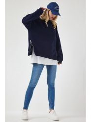 Happiness Istanbul Bluza w kolorze granatowym rozmiar: 40. Niebieskie bluzy Happiness Istanbul, bez wzorów, z bawełny, bez kaptura. Za 83.62 zł.