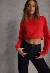 Czerwona Casualowa Bluza z Bawełną Akko. Czerwone bluzy Renee, l, bez wzorów, z bawełny, bez kaptura. Za 44.99 zł.