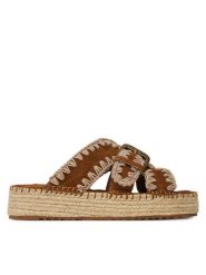 Mou Espadryle Jute sandal MU.SW641003A Brązowy. Brązowe espadryle Mou, bez wzorów, ze skóry, bez obcasa, bez zapięcia. Za 689.99 zł.