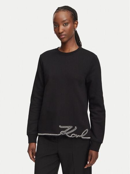 KARL LAGERFELD Bluza B3W20031 Czarny Regular Fit. Czarne bluzy KARL LAGERFELD, xl, bez wzorów, z bawełny, bez kaptura. Za 727.99 zł.