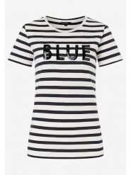 More & More Koszulka w kolorze granatowo-białym rozmiar: 40. Białe bluzki More & More, bez wzorów, z bawełny, bez kołnierzyka, bez ramiączek. Za 101.47 zł.