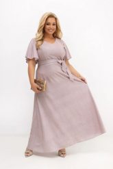 Sukienka maxi wieczorowa Wedding Glow pudrowy róż z poświatą srebra na bal i wesele PLUS SIZE OVERSIZE LATO. Czerwone sukienki Moda Size Plus Iwanek, na imprezę, na lato, l, bez wzorów, z elastanu, eleganckie, bez kołnierzyka, plus size, bez ramiączek, maxi, oversize. Za 439.90 zł.