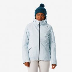 Kurtka narciarska damska Quechua 500. Niebieskie kurtki narciarskie WED'ZE, xl, bez wzorów, z materiału, bez kaptura, narciarskie. Za 439.99 zł.