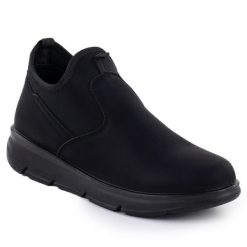 Botki damskie niskie czarne Potocki 25-90356. Czarne botki POTOCKI, bez wzorów, z materiału, bez obcasa, bez zapięcia. Za 159.99 zł.
