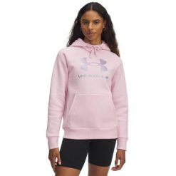 Bluza damska z kapturem Under Armour Rival Fleece Shimmer. Czerwone bluzy Under Armour, bez wzorów, z kapturem. Za 270.50 zł.