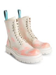 Camper Skórzane botki w kolorze kremowo-różowym rozmiar: 43. Brązowe botki Camper, bez wzorów, bez obcasa, bez zapięcia. Za 630.99 zł.