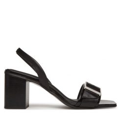 Sandały Calvin Klein. Czarne sandały Calvin Klein, bez wzorów, bez obcasa, na słupku, bez zapięcia. Za 499.99 zł.