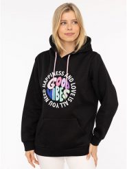 Zwillingsherz Bluza "Happiness and Love" w kolorze czarnym rozmiar: L/XL. Czarne bluzy sportowe Zwillingsherz, l, bez wzorów, z kapturem. Za 185.45 zł.
