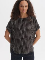 OPUS Bluzka w kolorze czarno-jasnobrązowym rozmiar: L. Brązowe bluzki Opus, l, bez wzorów, z wiskozy, bez kołnierzyka, bez ramiączek. Za 100.99 zł.