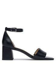Caprice Sandały 9-28303-46 Czarny. Czarne sandały Caprice, bez wzorów, ze skóry, bez obcasa, na słupku, bez zapięcia. Za 242.99 zł.