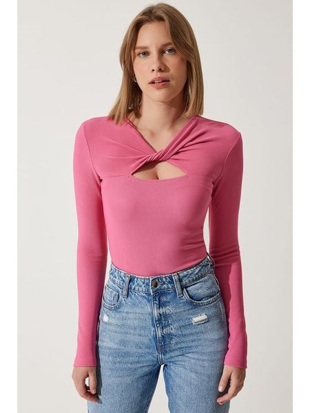 Happiness Istanbul Koszulka w kolorze jasnoróżowym rozmiar: 36. Różowe bluzki Happiness Istanbul, bez wzorów, bez kołnierzyka, bez ramiączek. Za 52.99 zł.