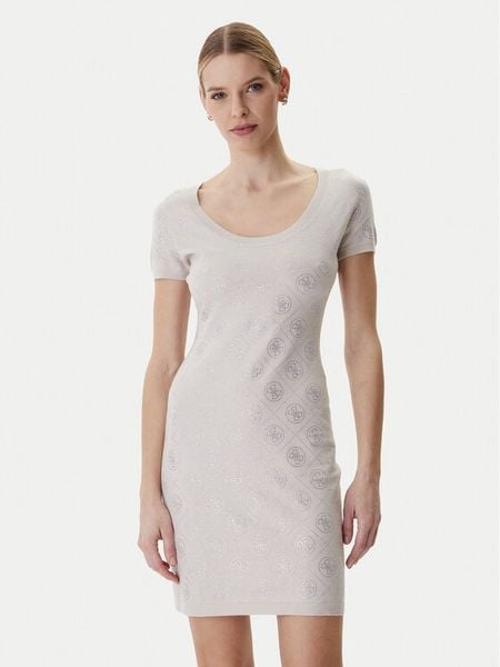 Guess Sukienka dzianinowa W6RK92 Z3JD2 Beżowy Regular Fit. Brązowe sukienki Guess, s, z aplikacjami, z dzianiny, bez kołnierzyka, bez ramiączek. Za 629.99 zł.