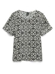 Vero Moda Bluzka w kolorze beżowo-czarnym rozmiar: L. Brązowe bluzki Vero Moda, l, bez wzorów, z wiskozy, klasyczne, bez kołnierzyka, bez ramiączek. Za 78.66 zł.