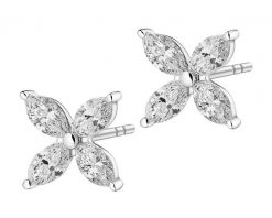 Kolczyki z białego złota z diamentami - kwiaty - 0,73 ct - próba 585. Białe kolczyki Apart, z diamentem, złote. Za 9,590.00 zł.