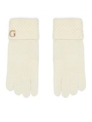 Guess Rękawiczki AW5649 WOL02 Kremowy. Białe rękawiczki Guess, z aplikacjami, z dzianiny. Za 194.99 zł.