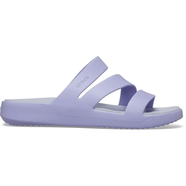 Klapki Dla Dorosłych Crocs Getaway Strappy Sandal. Zielone klapki Crocs, bez wzorów, z materiału, bez obcasa. Za 159.99 zł.