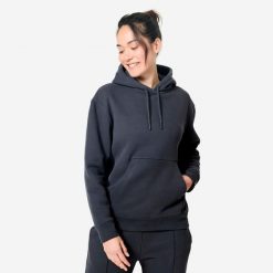 Bluza z kapturem damska Domyos Gym & Pilates. Szare bluzy DOMYOS, m, bez wzorów, z bawełny, z kapturem. Za 129.99 zł.