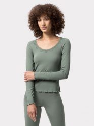 Les Lunes Koszulka "Maala" w kolorze zielonym rozmiar: XXS. Zielone bluzki Les Lunes, s, bez wzorów, z koronki, klasyczne, bez kołnierzyka, bez ramiączek. Za 165.99 zł.