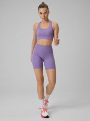 4F Legginsy kolarki treningowe bezszwowe damskie - fioletowe M/L. Fioletowe legginsy 4f, l, bez wzorów, z podwyższonym stanem. Za 79.99 zł.