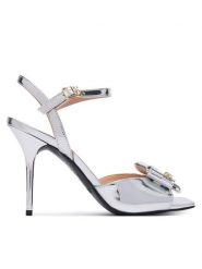 LOVE MOSCHINO Sandały JA16069G0OJE090B Srebrny. Szare sandały Love Moschino, bez wzorów, ze skóry, bez obcasa, na szpilce, bez zapięcia. Za 1,099.00 zł.