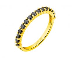 Pierścionek z żółtego złota z czarnymi brylantami - 0,45 ct - próba 585. Czarne pierścionki Apart, z brylantem, złote. Za 3,090.00 zł.