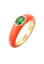 Elli Damski owalny pasjans z pomarańczową emalią i zieloną cyrkonią w pozłacanym srebrze próby 925 Sterling Silver Pierścionki 1 ct. Brązowe pierścionki Elli, z cyrkonią, pozłacane. Za 263.99 zł.
