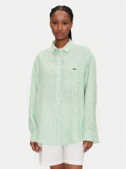 Lacoste Koszula CF0054 Zielony Oversize. Zielone koszule Lacoste, bez wzorów, ze lnu, bez kołnierzyka, bez ramiączek. Za 409.99 zł.