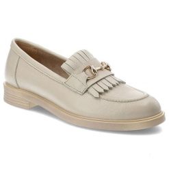 Beżowe Mokasyny Armodo Eleganckie Obuwie Damskie. Brązowe mokasyny Armodo, bez wzorów, z nubiku, bez obcasa. Za 305.99 zł.
