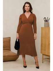 Curvy Lady Sukienka w kolorze jasnobrązowym rozmiar: 40/42. Brązowe sukienki Curvy Lady, bez wzorów, klasyczne, bez kołnierzyka, bez ramiączek, maxi. Za 149.31 zł.