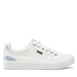 Tenisówki Cross Jeans. Białe trampki Cross Jeans, bez wzorów, z jeansu, bez zapięcia. Za 149.99 zł.