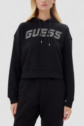 GUESS Сzarna bluza damska z cyrkoniami Primula. Czarne bluzy Guess, s, z aplikacjami, z kapturem. W wyprzedaży za 229.99 zł.