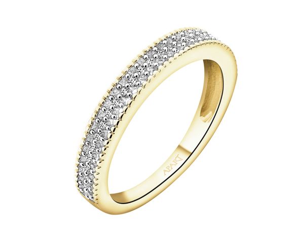 Pierścionek z żółtego złota z diamentami - 0,10 ct - próba 585. Żółte pierścionki Apart, z diamentem, złote. Za 2,990.00 zł.