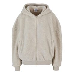 Bluza Damska Sherpa Oversized Full Zip Hoodie. Brązowe bluzy Urban Classics, xl, bez wzorów, bez kaptura. Za 256.99 zł.