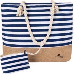 Torba Plażowa na Plażę Duża Torebka. Niebieskie torby na ramię Malatec, bez wzorów, z bawełny, eleganckie, na ramię, duże, bez dodatków. Za 29.90 zł.
